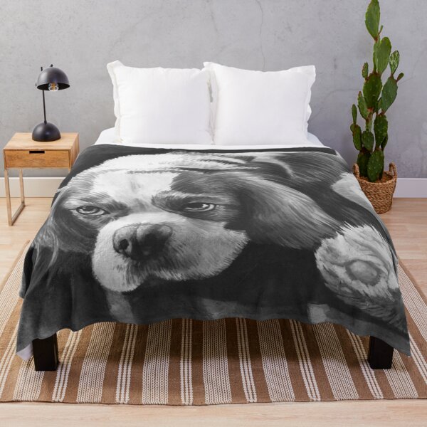 Item preview, Cavalier King Charles Spaniel - Blenheim Black and White Portrait  designed and sold by jollyinu.