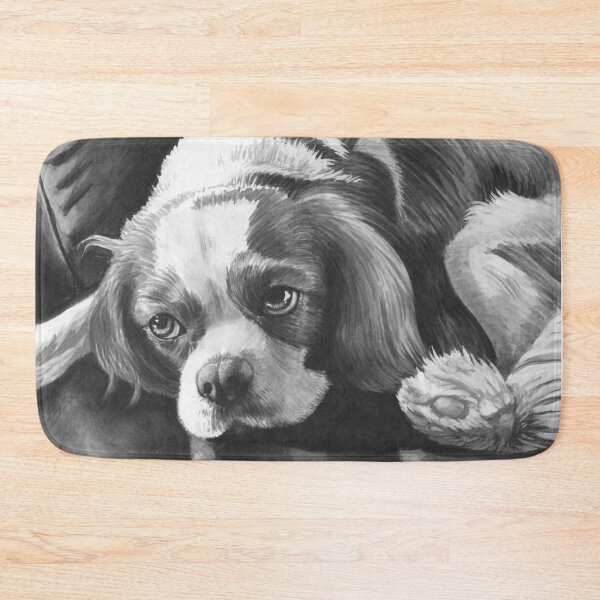 Item preview, Cavalier King Charles Spaniel - Blenheim Black and White Portrait  designed and sold by jollyinu.