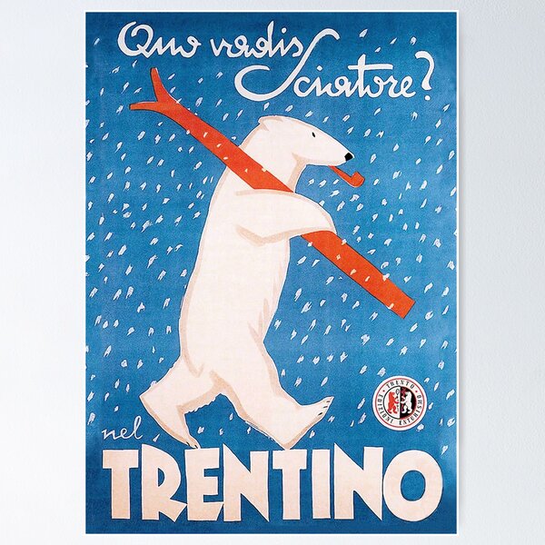 Ski Bear Winter Vintage Sport Travel Poster Poster