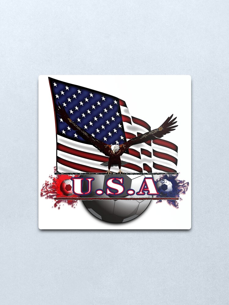 Alternate view of Red White & Blue USA Soccer with Eagle & Flag Metal Print