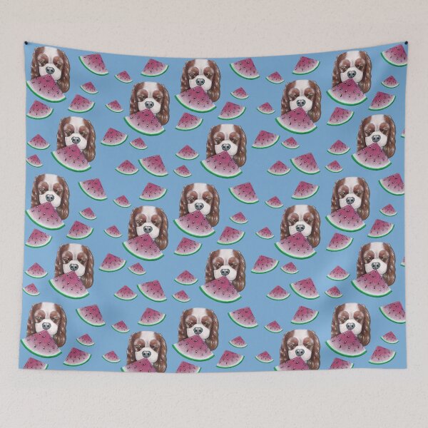 Item preview, Cavalier King Charles Spaniel - Blenheim and Watermelons designed and sold by jollyinu.