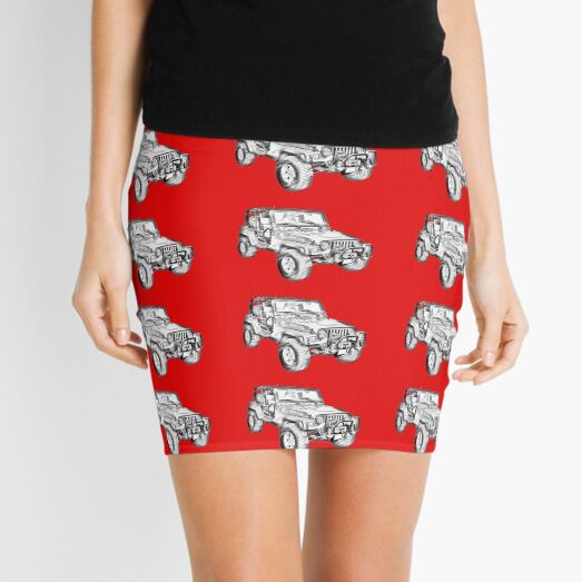 Jeep Wrangler Rubicon Illustration Mini Skirt