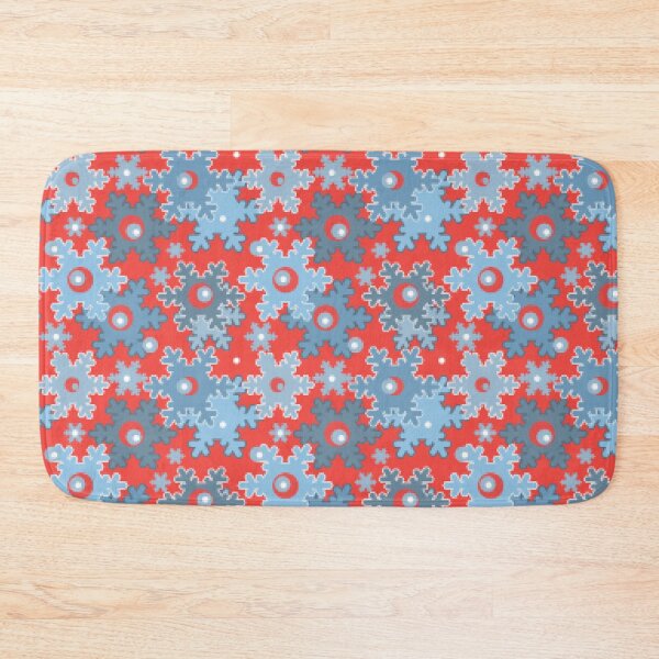 Item preview,  Christmas red blue snowflakes snow winter pattern designed and sold by fuzzyfox.