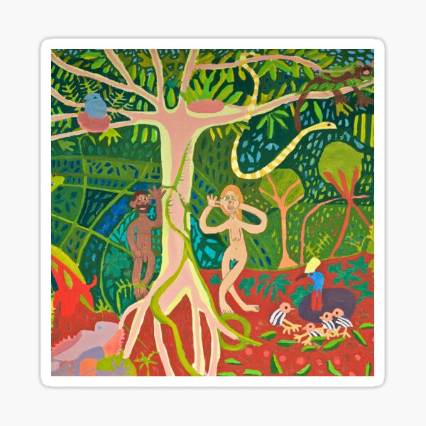 Adam and Eve in the Rainforest Zionart Zion Levy Stewart Sticker