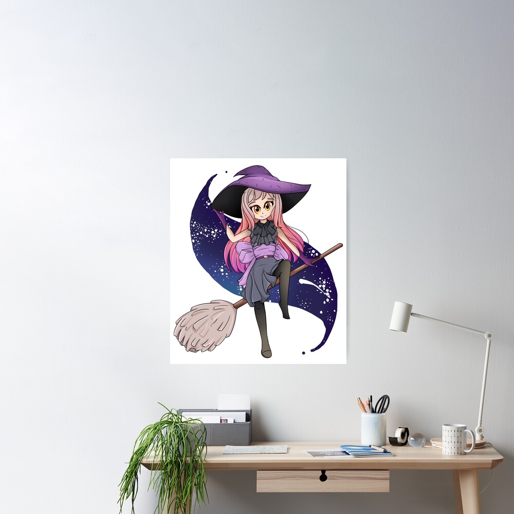 Witch with Halloween Hat, Cape and Pumpkins, Anime Stock Illustration -  Illustration of character, asian: 283268002