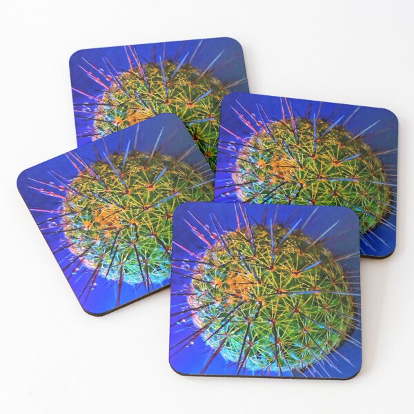 Item preview, Prickly colorful cactus on cobalt blue background designed and sold by JanineEK.