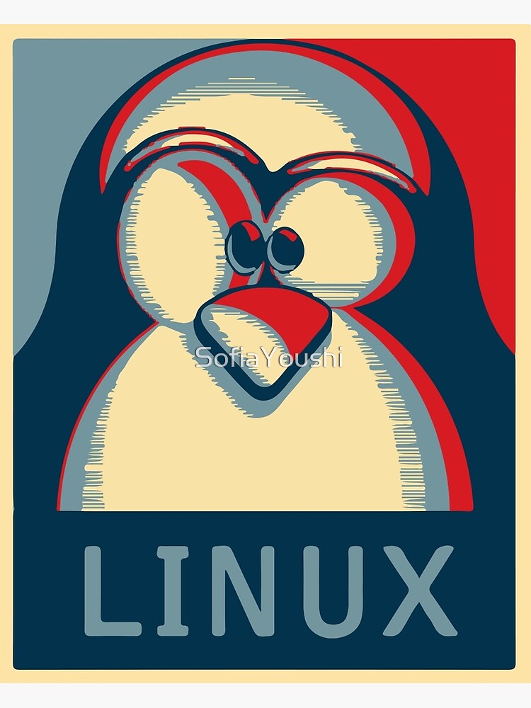 Linux tux penguin obama poster logo by SofiaYoushi
