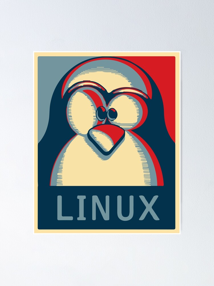 Alternate view of Linux tux penguin obama poster logo Poster