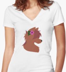 Primel Silhouette Tailliertes T-Shirt mit V-Ausschnitt