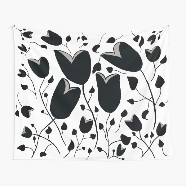 Tulips in Black and Gray Tapestry