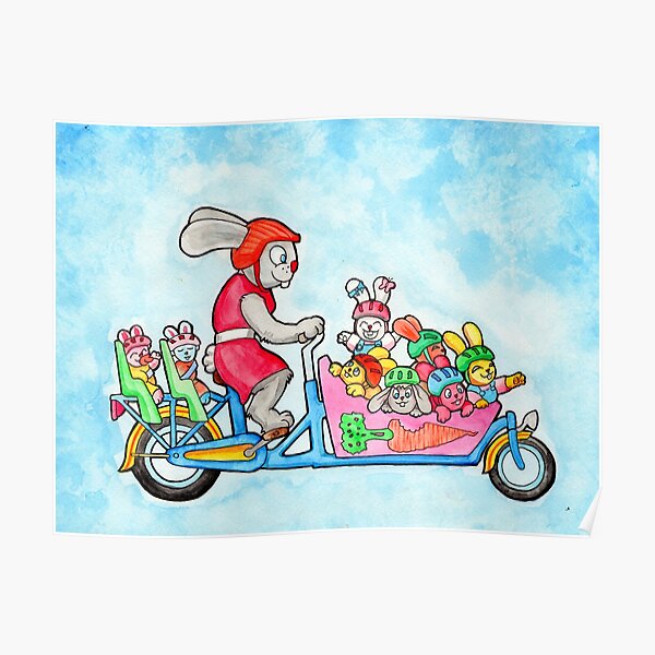 Family Bunny Bike Poster