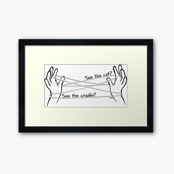 See the cat? See the cradle? Framed Art Print