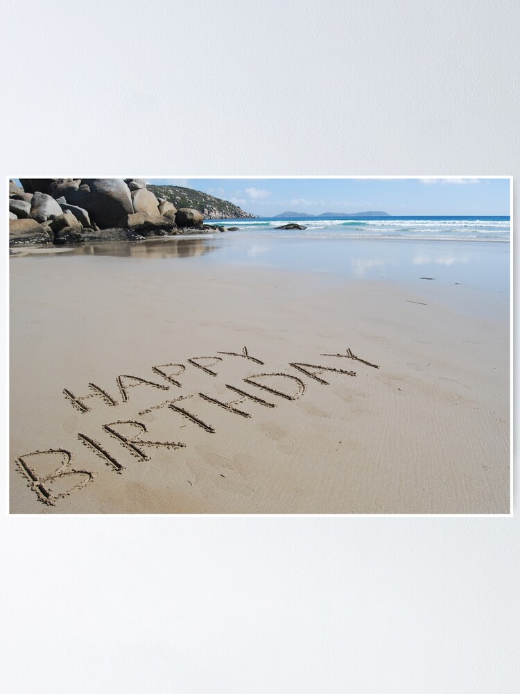 Poster Joyeux Anniversaire Dans Le Sable Par Davidd3001 Redbubble