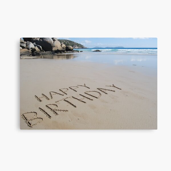 Impression Sur Toile Joyeux Anniversaire Ecrit Dans Le Sable Par Ellie Mellon Redbubble