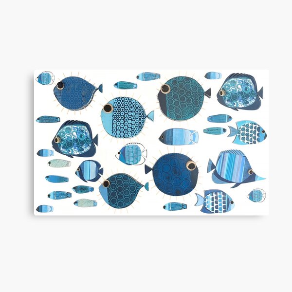 Vista previa del artículo con la obra «Escuela azul de peces», diseñado y vendido por MadeByCBK.