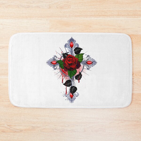 Item preview, Cross with a red rose designed and sold by Blackmoon9.