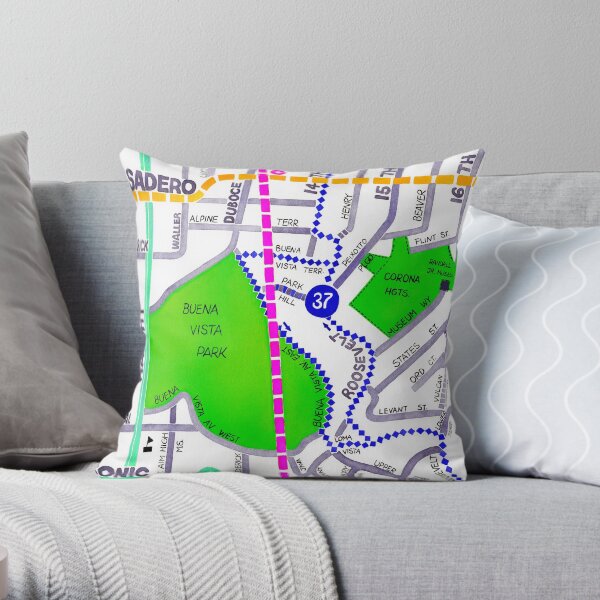 San Francisco map - Buena Vista Park Throw Pillow