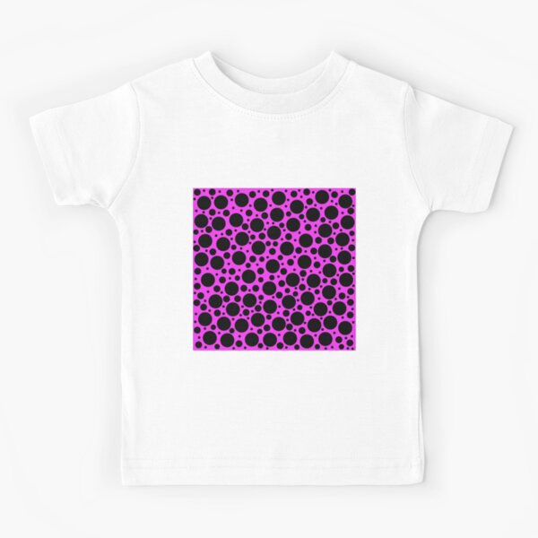 Random Polka Dots - Black on Hot Pink Kids T-Shirt