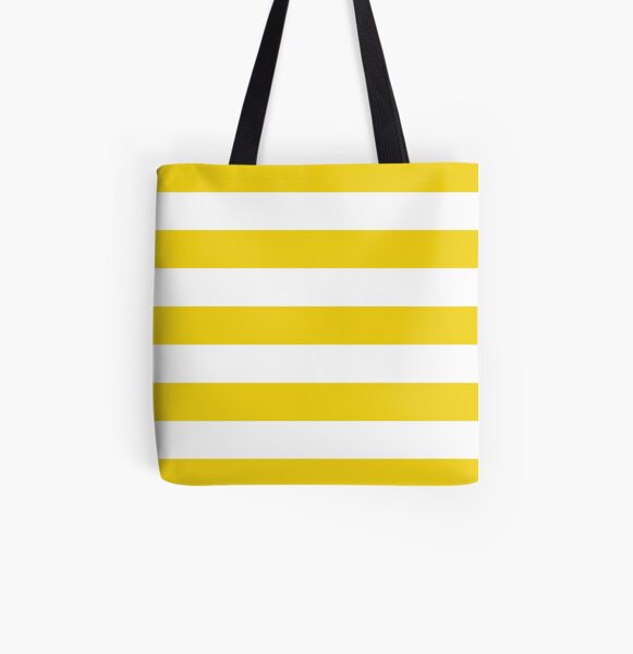 Stripes (Parallel Lines) - Yellow White All Over Print Tote Bag