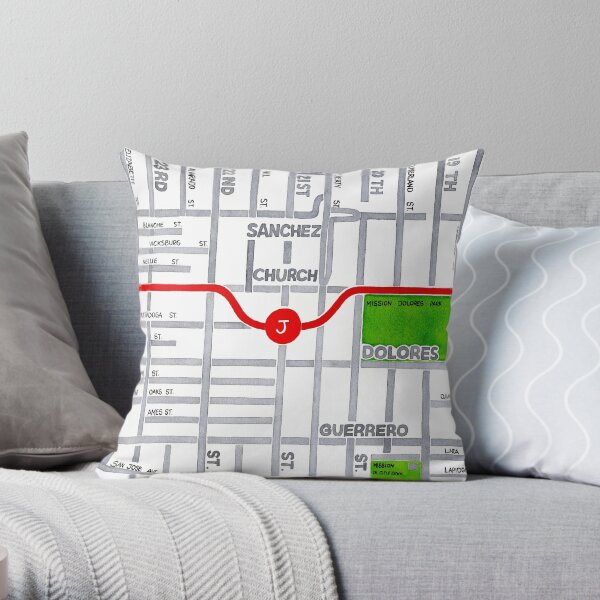 San Francisco map - Dolores Heights Throw Pillow