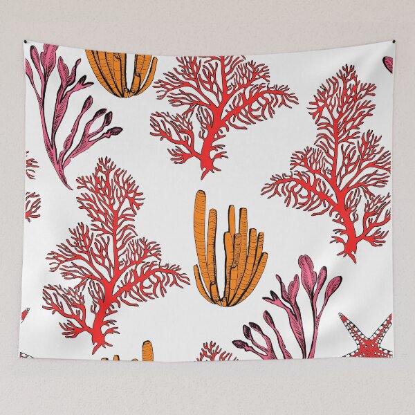 Item preview, Pattern with red corals and starfish designed and sold by LiliyaSavelieva.