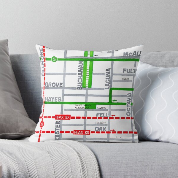 San Francisco map - Hayes Valley Throw Pillow