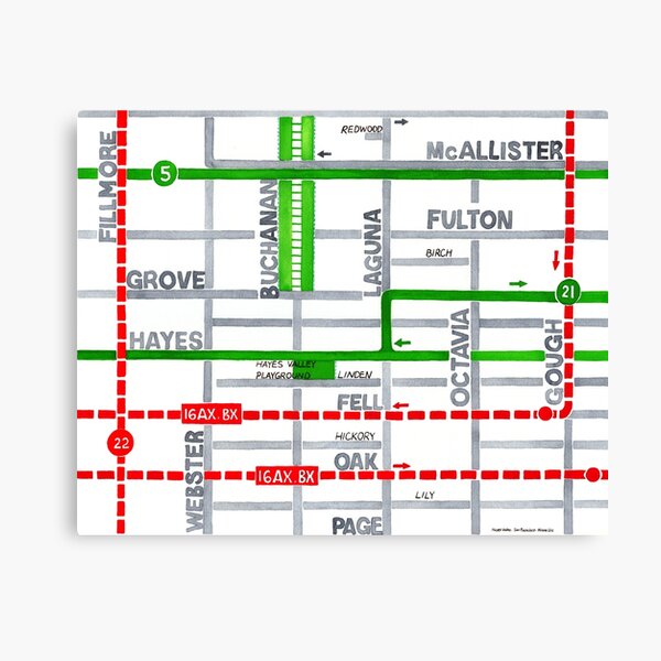 San Francisco map - Hayes Valley Canvas Print