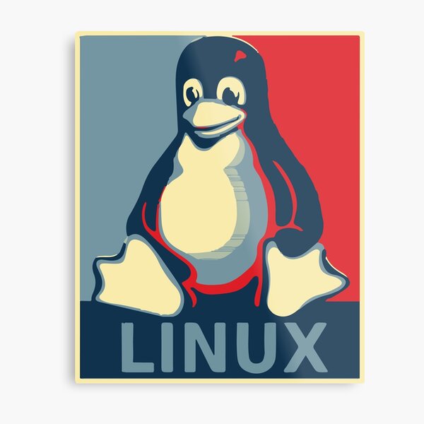 Linux tux penguin obama poster Metal Print