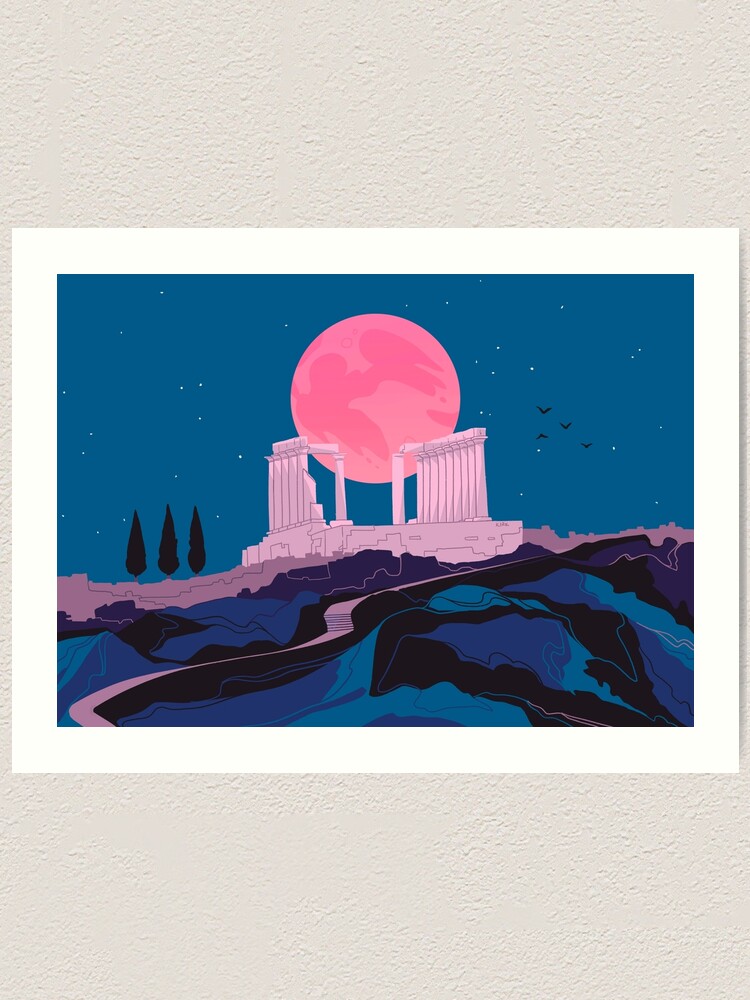Thumbnail 1 of 3, Art Print, Temple of Poseidon at Sounion designed and sold by flaroh.
