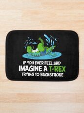 Funny Dinosaur T-Rex Hates Backstroke Swimming Bath Mat