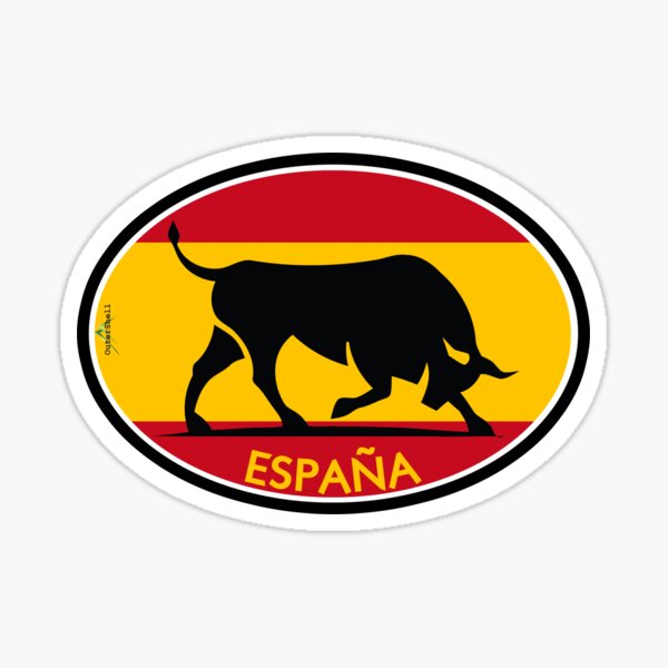 Pack de 2 Pegatinas planas de la Bandera de España con Toro