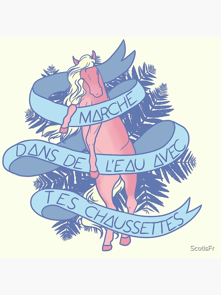 Aperçu 2 sur 2. Carte postale avec l'œuvre Marche dans de l'eau avec tes chaussettes [Insulter avec poney] créée et vendue par ScotisFr.