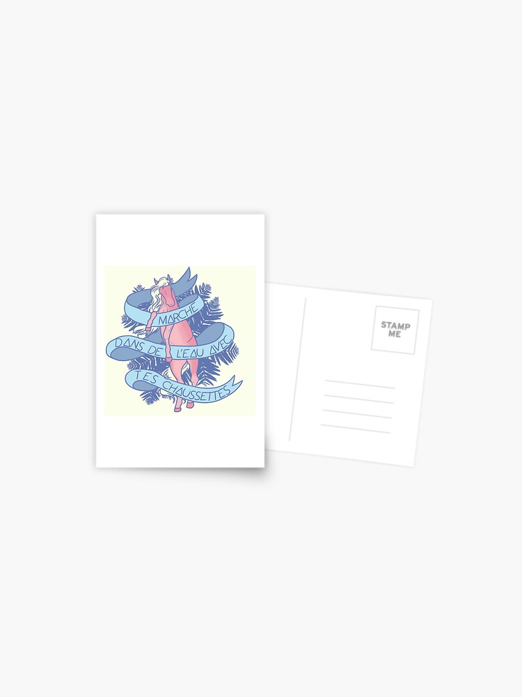 Aperçu 1 sur 2. Carte postale avec l'œuvre Marche dans de l'eau avec tes chaussettes [Insulter avec poney] créée et vendue par ScotisFr.
