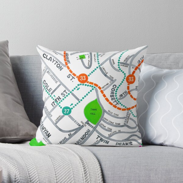 San Francisco map - Ashbury Heights Throw Pillow