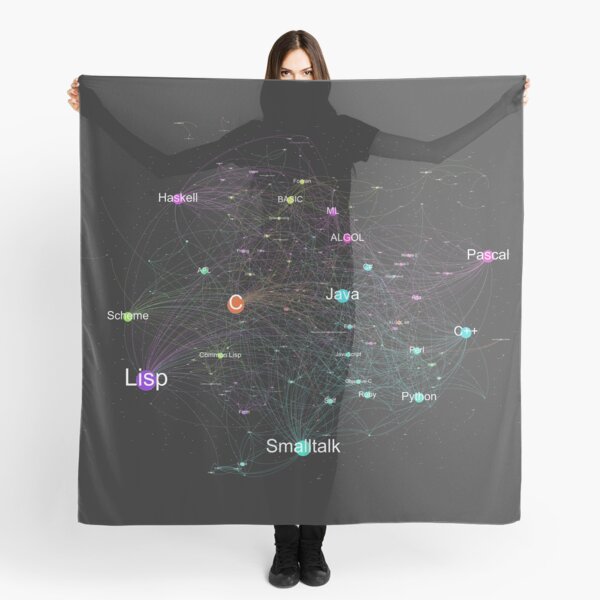 Network Graph of Programming Language Influence 2013 - Dark Background Scarf