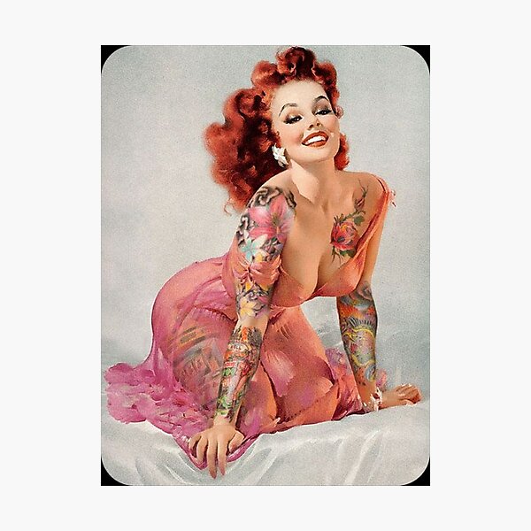 Tattoo Pin-Up Girl Photographic Print
