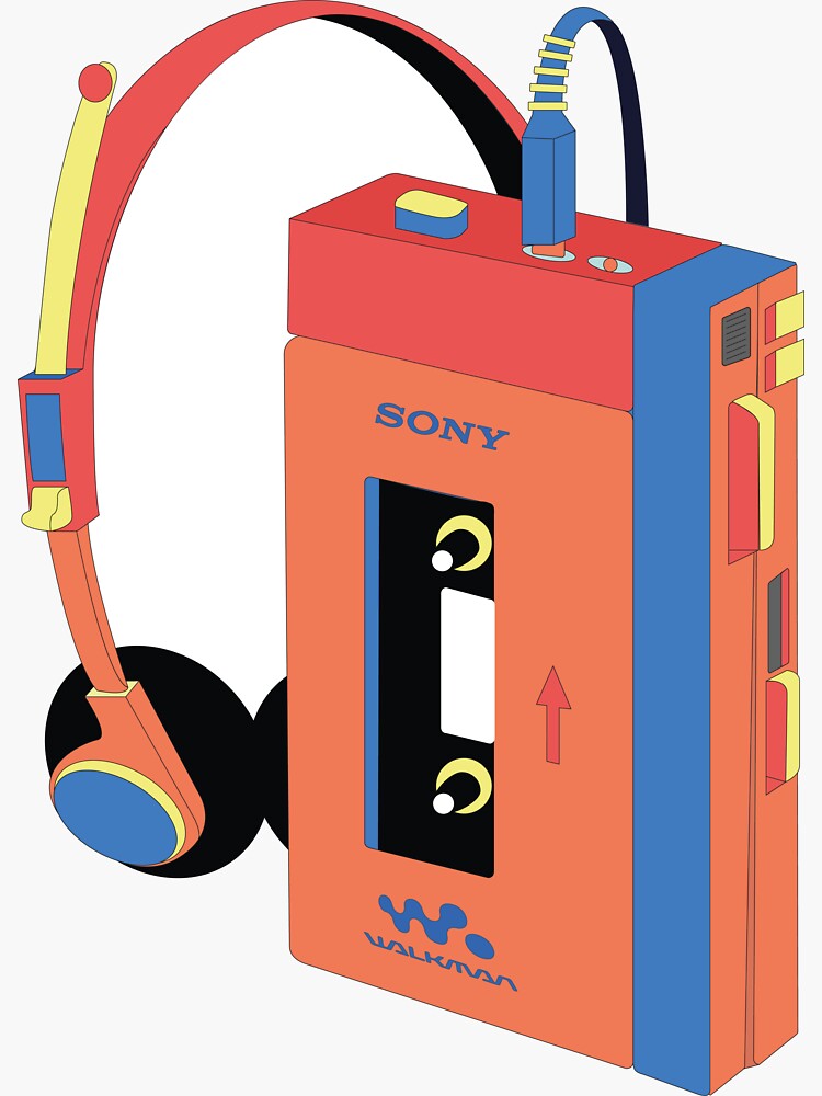 "Retro Sony Walkman Cassette Illustration" Sticker by IndieWorks