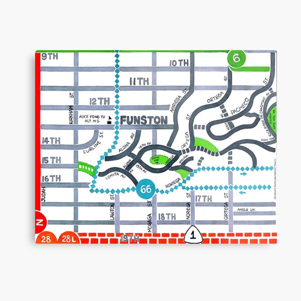 San Francisco map - Golden Gate Heights Metal Print