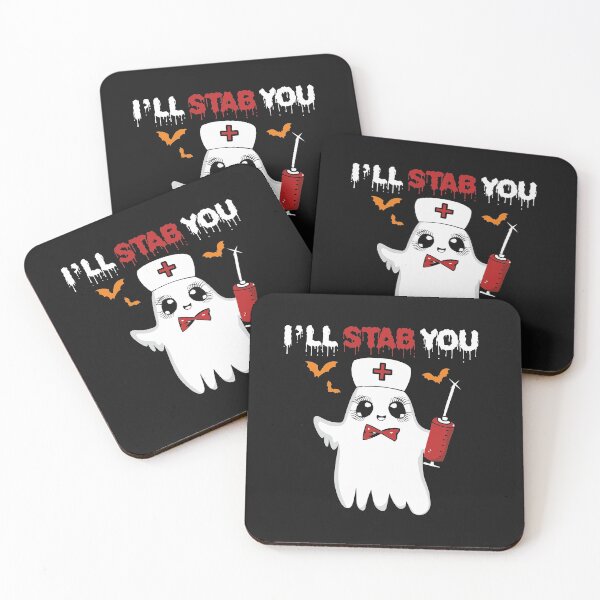 Item preview, Cute nurse ghost I will stab you funny Halloween gifts and party supplies  designed and sold by alenaz.