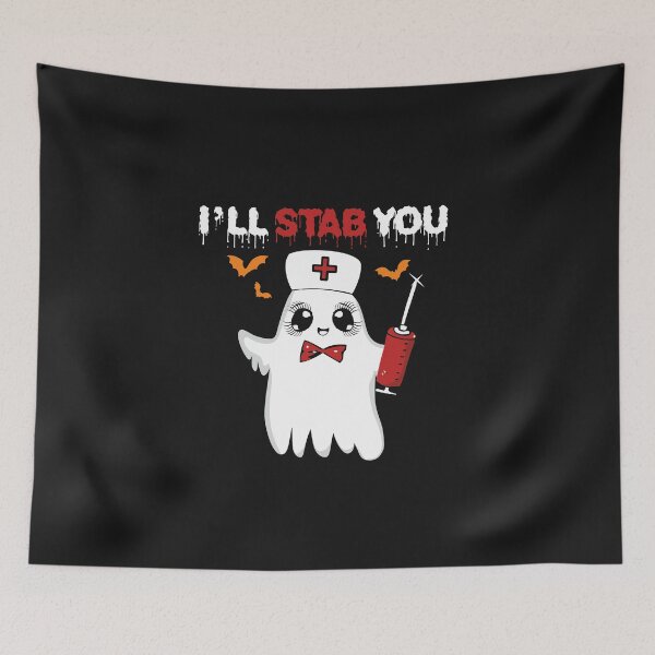 Item preview, Cute nurse ghost I will stab you funny Halloween gifts and party supplies  designed and sold by alenaz.