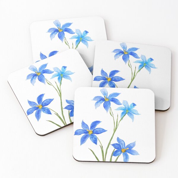 Item preview, hand painted dotted blue eyes grass flower watercolor  designed and sold by ColorandColor.