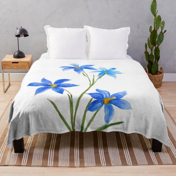 Item preview, hand painted dotted blue eyes grass flower watercolor designed and sold by ColorandColor.