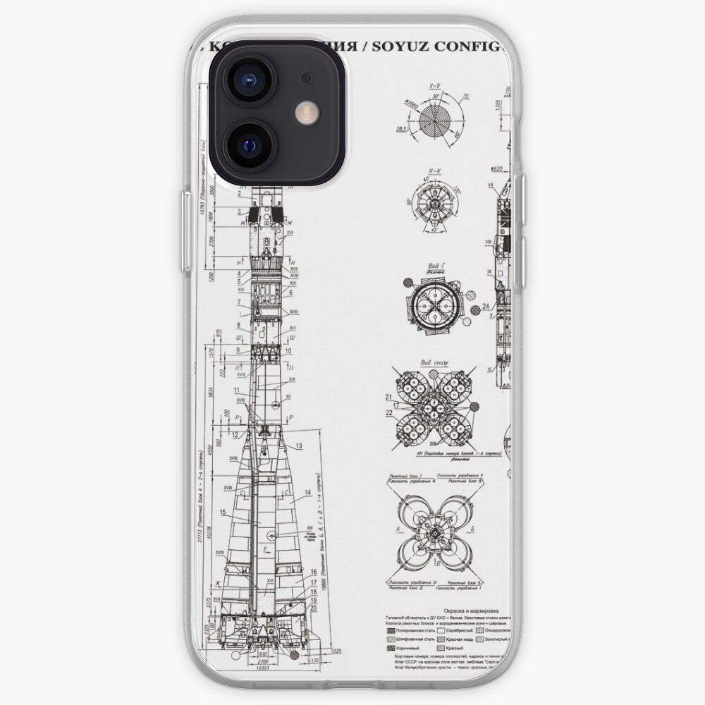 Soyuz Blueprint In High Resolution White Iphone Case Cover By Rhorowitz Redbubble
