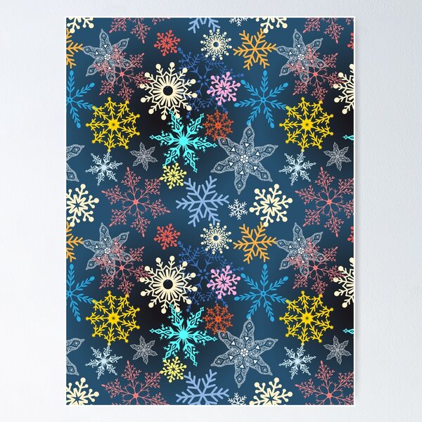 mehrfarbige Schneeflocken Poster