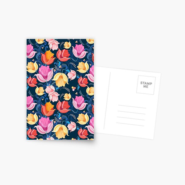 pattern of flowers tulips Postcard