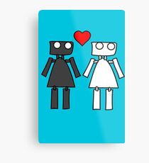 Lady bots in love geek funny nerd Metal Print