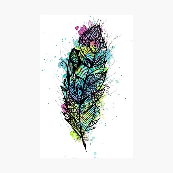 Aquarell Feder Tätowierung Fotodruck