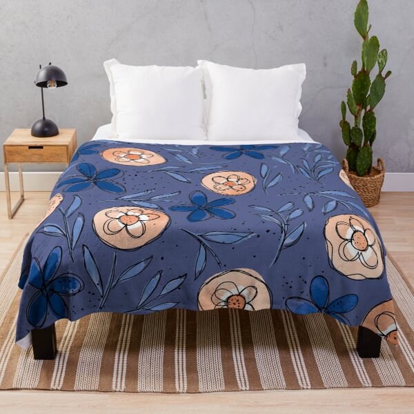Item preview, Retro Flowers | Navy and Peach designed and sold by RebeccaFlaherty.