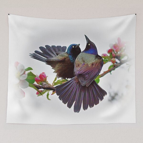Item preview, Grackles in Apple Blossoms designed and sold by Johnny Furlotte.