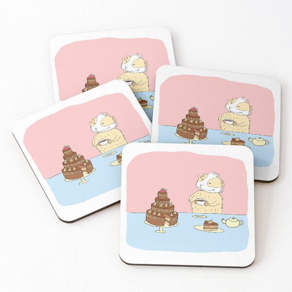 Item preview, Guinea pig enjoying cake and tea designed and sold by mondesign26.